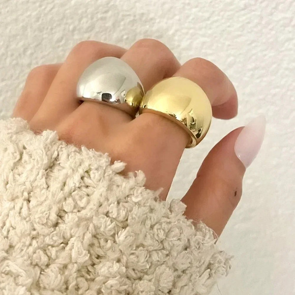 925 Sterling Silver Chunky Ring Thick Dome Ring Silver Statement Ring Bold Ring - Picture 4 of 7